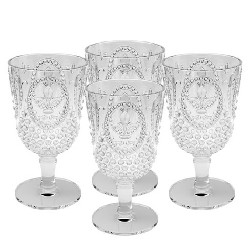 Set of 3 Vintage Red Goblets With Clear Glass Stem / Wine Glasses / Vintage  Glassware 