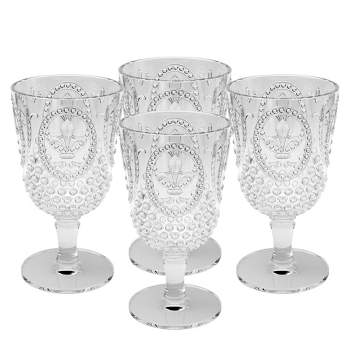 Elle Decor Acrylic Wine Goblets, Set of 4, 15-Ounce, Unbreakable Acrylic Wine Glasses, Shatterproof Long Stemmed Glasses, Bar Drinking Cups