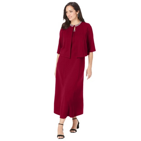 Jessica London Women's Plus Size Linen Fit & Flare Dress - 12 W, Red