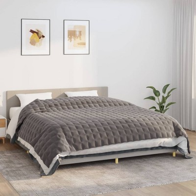 VidaXL Weighted Blanket Gray 86.6 in.x102.4 in. 24.3 lb Fabric