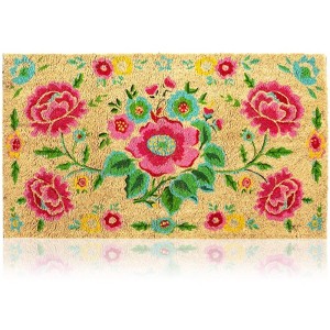 Juvale Natural Coir Doormat, Flower Welcome Mat (30 x 17 In) - 1 of 4