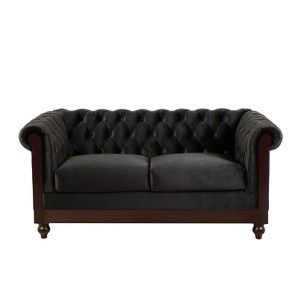 TiramisuBest 57.9" Orisfur Pull-Out Sofa Bed Loveseat Sleeper with Twin Size Memory Mattress & Two USB Ports for Living Room (Black) - 1 of 4