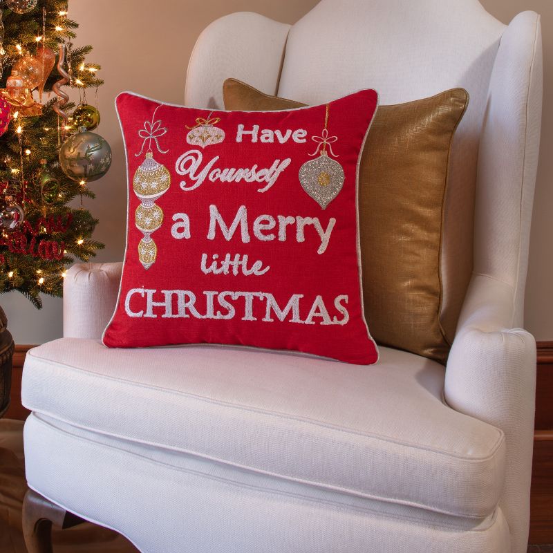 18&#34;x18&#34; Merry Little Christmas Square Throw Pillow Red - Pillow Perfect, 6 of 7