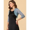 Allegra K Women's Elegant Ruffle Collar Sheer Floral Lace Crop Shrug - 3 of 4