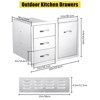 Outdoor Kitchen Drawer Combo - 28" Stainless Steel 304 BBQ Island Storage with Paper Towel Rack, Double Drawers & Side Door - 2 of 4