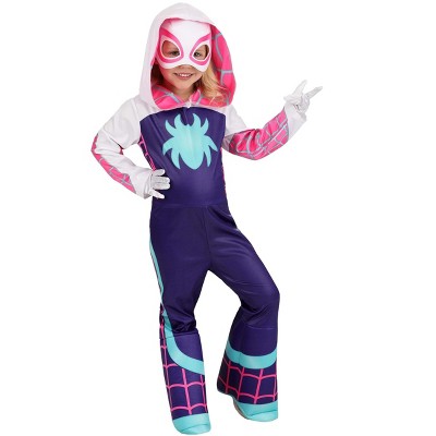 HalloweenCostumes.com 3T/4T Girl Toddler Ghost Spider Girl's Costume, Pink/Purple/Green