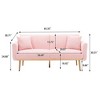 NicBex Teddy Fabric Loveseat Sofa Modern Upholstered Sofa Couch with Suft Cushion and Metal Legs for Bedroom,Living Room,Pink - 3 of 4