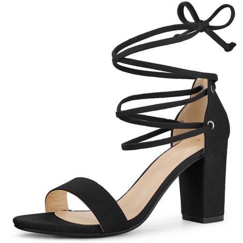 Perphy Strappy Lace Up Chunky High Heel Sandals For Women Black 8 : Target