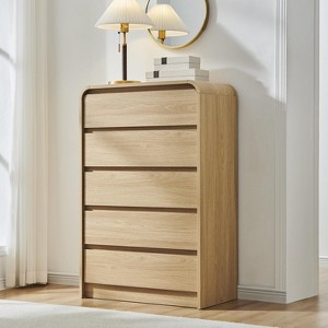 SinCiDo Modern 45" Tall Vertical Dresser with 5 Drawer Dresser,Curved Profile Designed with Natural Texture for Bedroom,Living Room - 1 of 4