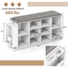Costway Wooden Shoe Bench 10-Cube Storage Organizer with Padded Cushion & Umbrella Holder White/Brwon - 3 of 4