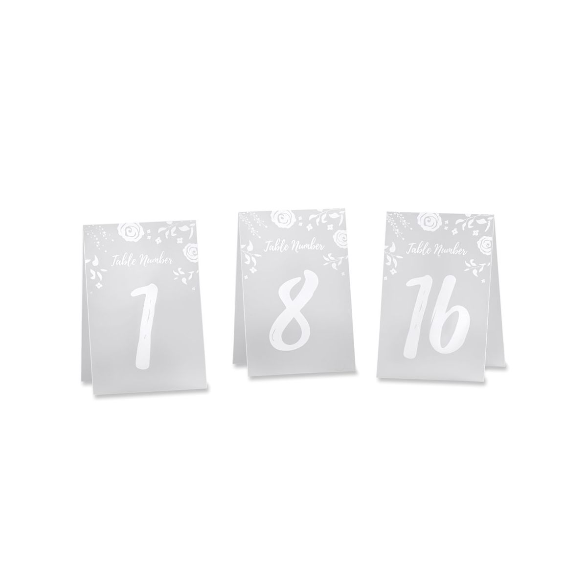 Kate Aspen White Frosted Floral Tented Table Numbers (1-18) | 18122NA
