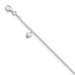 Black Bow Jewelry Sterling Silver Dangling Heart Anklet - 1 of 4