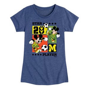 Girls' - Disney - Mickey Soccer Fitted Short Sleeve Graphic T-Shirt - 1 of 4