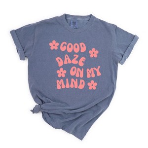 Simply Sage Market Women's Good Daze On My Mind Flowers Short Sleeve Garment Dyed Tee - 1 of 2