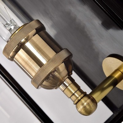Modern Brass and Bronze Rectangular Outdoor Wall Sconce with Clear Glass