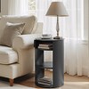 Racxily Indoor 3-Tier Metal Round Side Table with Sliding Door Cabinet, Matte Black - 2 of 4