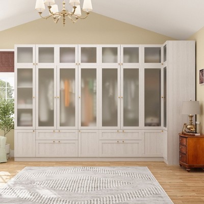 Famapy Modern Gray Combo Armoire Cloths Storage Cabinet