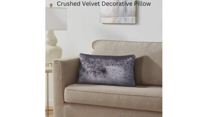 12&#34;x20&#34; Oversize Crushed Velvet Lumbar Throw Pillow Gray - VCNY Home, 2 of 7, play video