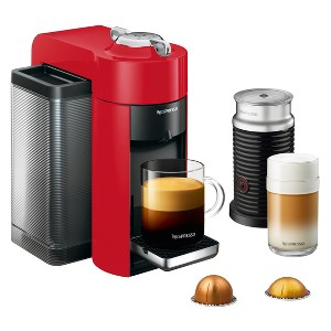 Nespresso Vertuo Coffee and Espresso Machine with Aeroccino Red by De