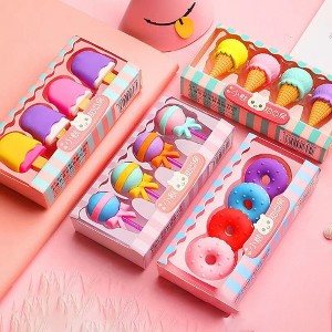 HTUTWOO Food Earsers for Kids, 16 Pcs 3D Cute Mini Ice Cream Donut Take Apart Erasers, Cool Fun Puzzle Desk Pet Erasers for Girls & Back to School - 1 of 4