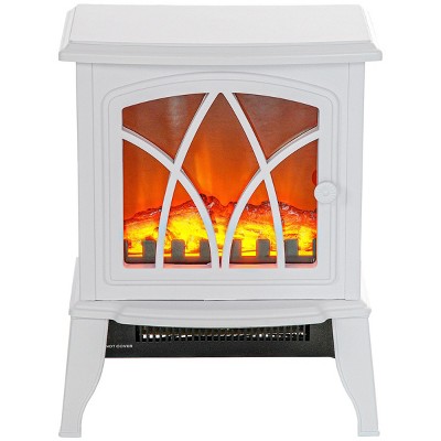 SEVOBAL Fireplace Insert Heater Mantel 3D Flame Fireplace Stove Bottom Air Outlet Fire Place Panoramic Fire Place Heater, White, 15.9"*11.8"*17.7"