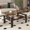 Mayeerty Rectangle Coffee Table, Tempered Glass Tabletop with MDF Layer, Modern Table for Living Room , Brown Glass - 3 of 4