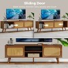 Mid-Century Modern Rattan TV Stand, Media Console Entertainment Cabinet, Solid Wood Legs & Rattan Doors, Suitable for 55/60/65 inch TV -Walnut - 2 of 4