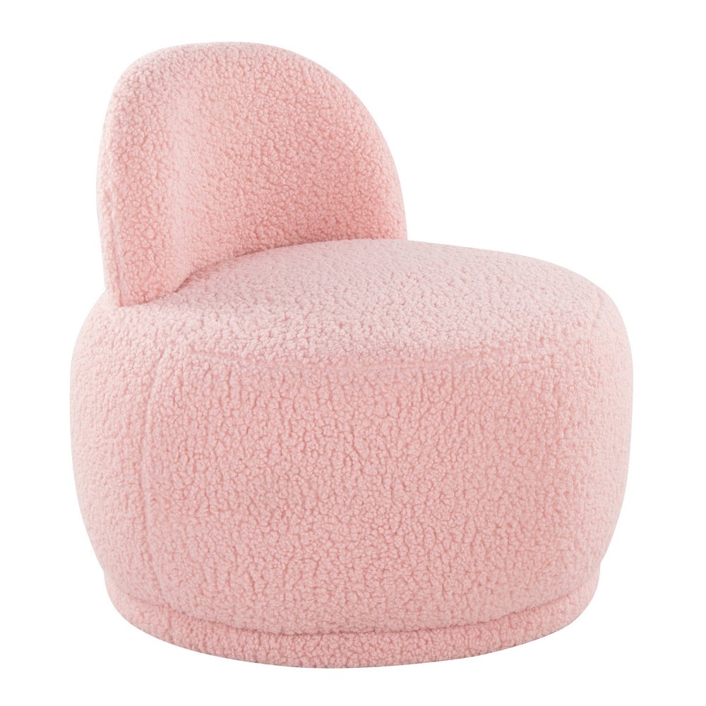 LumiSource Kimi Faux Shearling Accent Chair Pink