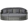 Outsunny Outdoor Round Daybed 4 Pieces Wicker Outdoor Rattan Sofa with Canopy, Cushions, Pillows Patio Bed Sets for Garden Backyard - 4 of 4