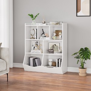 Three-Tier Kids Bookshelf and Bookcase with Storage Cabinet, Classroom Storage Cabinet, Kids Classroom Cubbies, and Multi Shelf Cubby Cabinet - 1 of 4