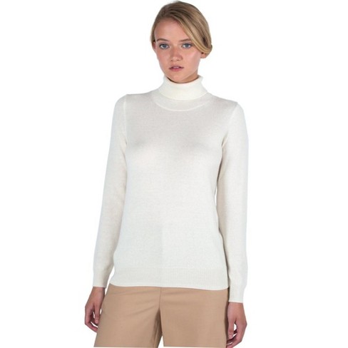 Cozy Cashmere Blend Turtleneck Sweater in Cream