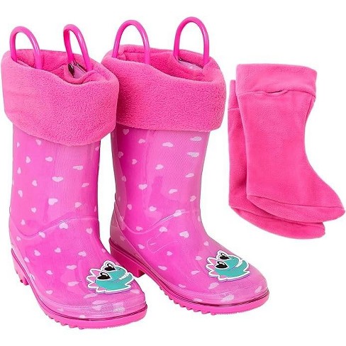 Addie Tate Boys And Girls Rain Boots With Sock Kids Rubber