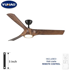 YUHAO 56 in. Indoor Modern Contemporary Matte Black ABS Blades 6-speed Ceiling Fan with Light and Remote Control - 1 of 4
