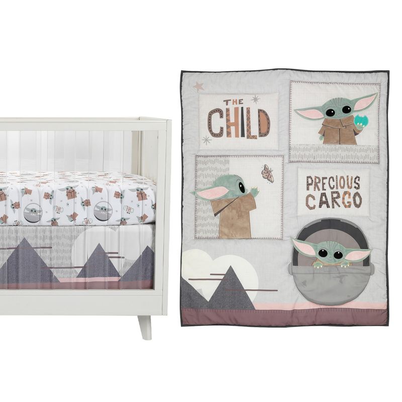 Lambs & Ivy Star Wars The Child Baby Yoda Nursery 3-Piece Baby Crib Bedding Set, 1 of 11