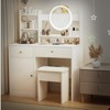 Lighted Dressing Table Set, Makeup Vanity Table with Mirror and Padded Stool, 3 Color Modes Dressing Table - 4 of 4