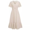 Coolmee Women's Summer Boho Dresses V Neck Ruffle Sleeve  Elastic Waist Flowy Maxi Dress - 2 of 4