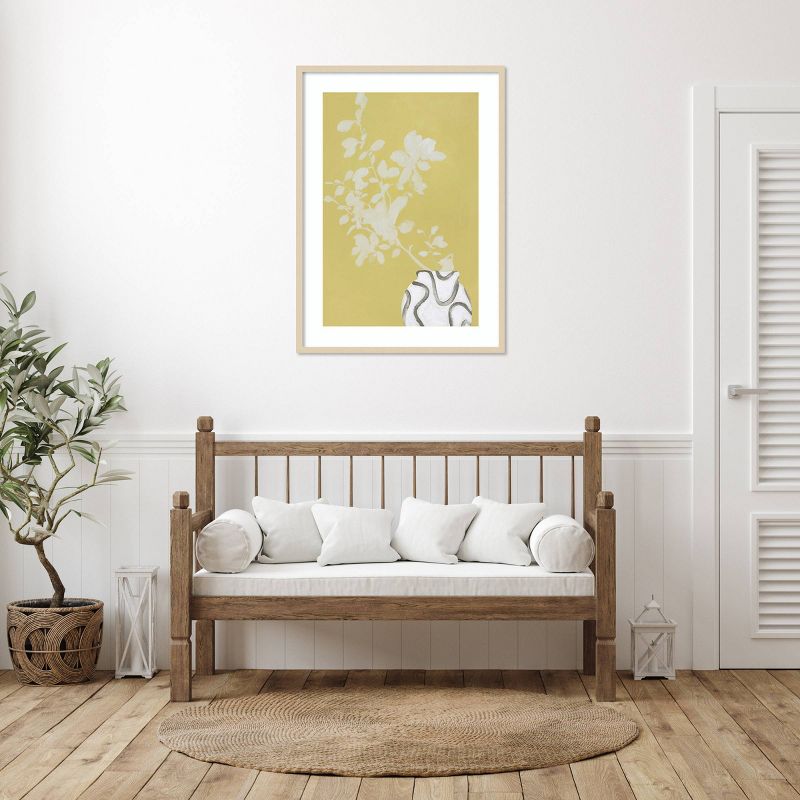 30&#34;x41&#34; Vanilla and Yellow Flower Vase by Design Fabrikken Wood Framed Wall Art Print Brown - Amanti Art, 5 of 10