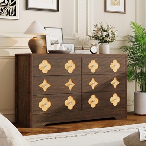 large brown dresser Rustic Pine Wood Dresser | Large 6-Drawer main image 0