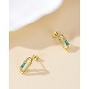 Molenia 14k Gold Paperclip Stud Earrings for Women,  925 Sterling Silver Oval Pin Zircon Dainty Geometric Earrings Simple Jewelry - 3 of 4