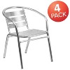 Emma and Oliver 4 Pack Heavy Duty Commercial Aluminum Indoor-Outdoor Slat-Back Stack Chair - 2 of 4