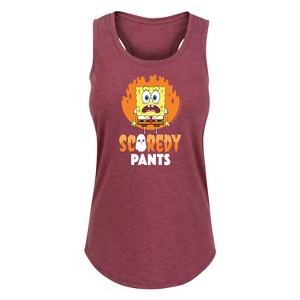 Women's - SpongeBob SquarePants - SpongeBob Scaredy Pants Graphic Racerback Tank - 1 of 4