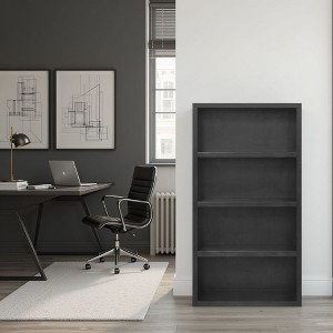 ORRD 60 inch Bookshelf No Assembly Required, Modern 4 Shelf Bookcase with Rosewood Finish, Ready to Use, Storage & Decor - 1 of 4