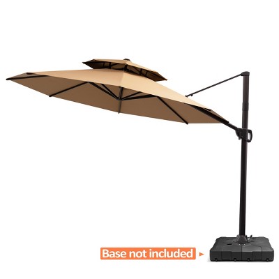 Pellebant Outdoor Luxury 11.5 Ft Patio Cantilever Umbrella UV30+ Outdoor 360 Degree Rotation Offset Umbrella 7 Heights Adjustable