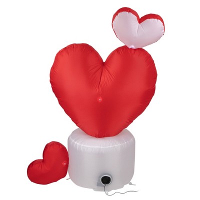 5' Red and White Inflatable Valentine's Day Heart Lawn Decoration