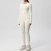 Anna-Kaci Active Women's Long Sleeve Crew Neck Top and High Waist Leggings Set with Slim Fit Design - 2 of 4