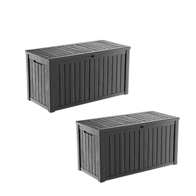 VisioGear Deck Boxes, 2-Piece 150 Gal Outdoor Storage Deck Box, Small Patio Storage Bin for Garden Tools, Black, 54.25"*26.5"*28.74"