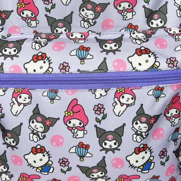 Mochila escolar Kuromi de nylon morada para niños de 16" 3