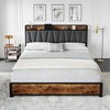 Jojoka Bed Frame with Storage Linen Upholstered Headboard,4 Drawers Platform Bed Frame with Charging Station - 3 of 4