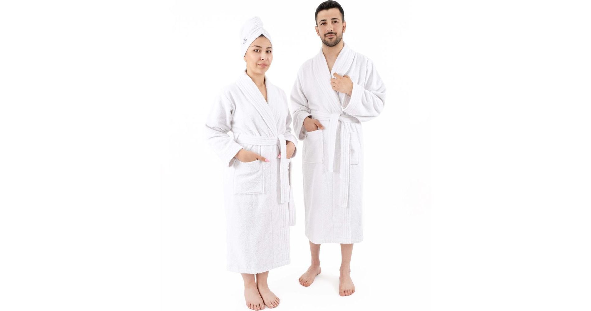 American Soft Linen, 100% Cotton Robes for Women and Men, 1 Piece Soft Lightweight Adult Couple Bathrobes, Small - White