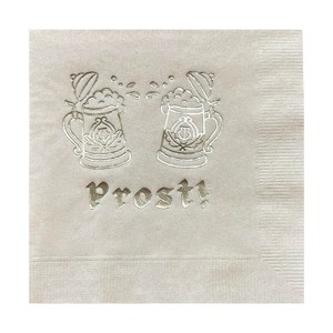 Paper Frenzy Octoberfest Prost Gold Foil Printed Cocktail Beverage Napkins - 25 pack - 1 of 1